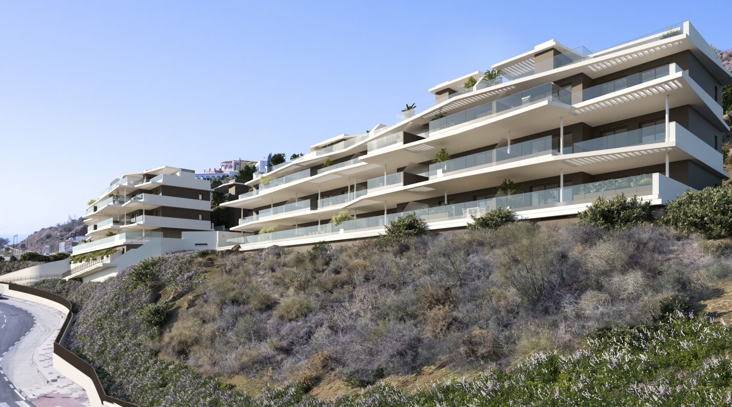 Una promoción exclusiva que ofrece terraza con vistas al mar en Rincón de la Victoria