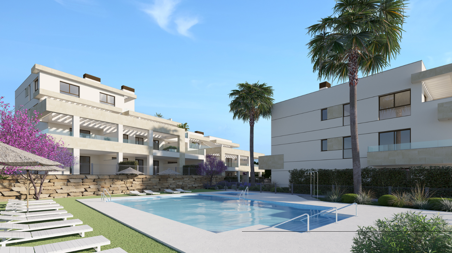 El complejo residencial se encuentra en una excelente ubicación en la zona de arroyo Enmedio, Estepona, a pocos minutos de la playa