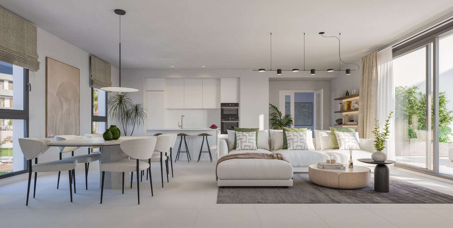 Es un complejo residencial con un diseño contemporáneo y moderno, Estepona